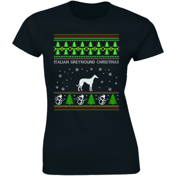 Italian Greyhound Dog Christmas Animal Tee T-shirt - Picture 1 of 3